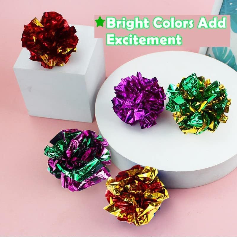 Petfavorites Mylar Crinkle Balls Cat Toys Interactive Crinkle Cat Toy Balls Independent Pet Kitten Cat Toys For Fat Cats Kittens Exercise, Soft And Right Size (6 Pack)