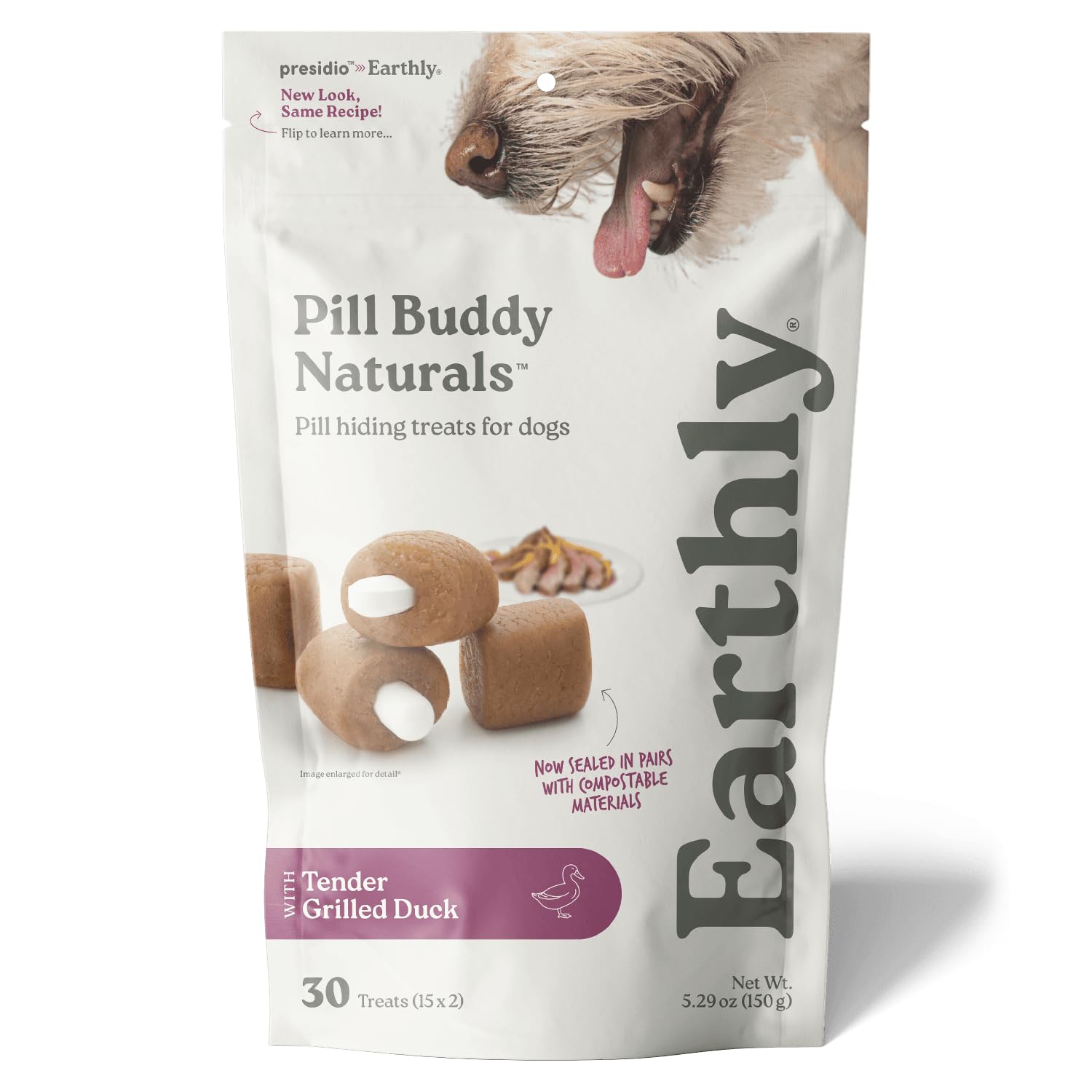 Presidio Pill Buddy Naturals - Duck (Chicken-Free) Pill Hiding Treats for Dogs - Pill Pocket for Any Size Medication - 30 Servin