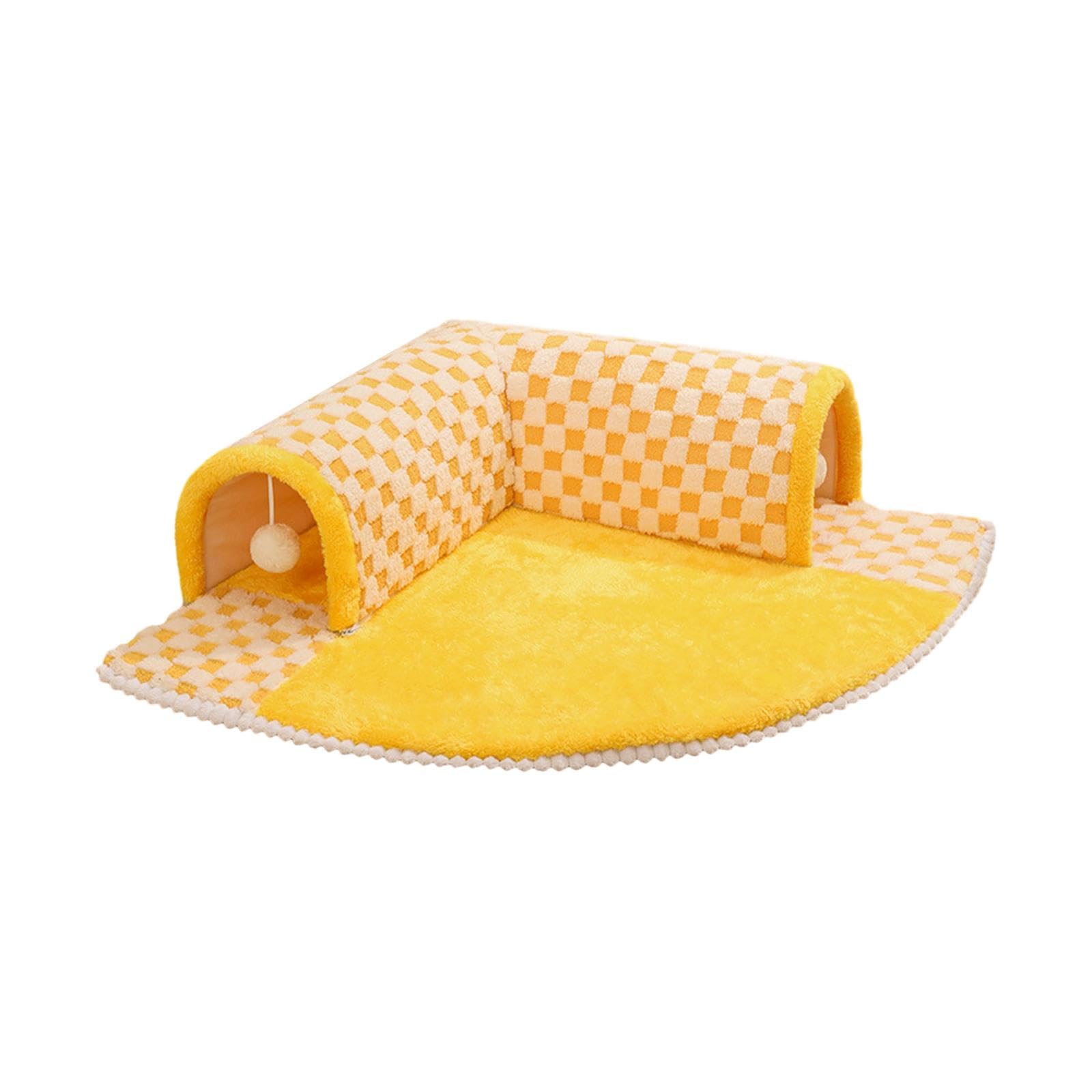 Ujeavette Cat Tunnel Bed Durable Kitty Training Hideout For Rabbit Indoor Cats Outdoor Yellow