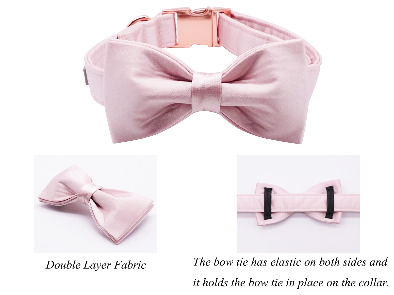 Lionet Paws Bowtie Dog Collar - Comfortable Silk Girl Dog Collar With Detachable Bow Tie For Large Dogs, Neck 16-24 Inches