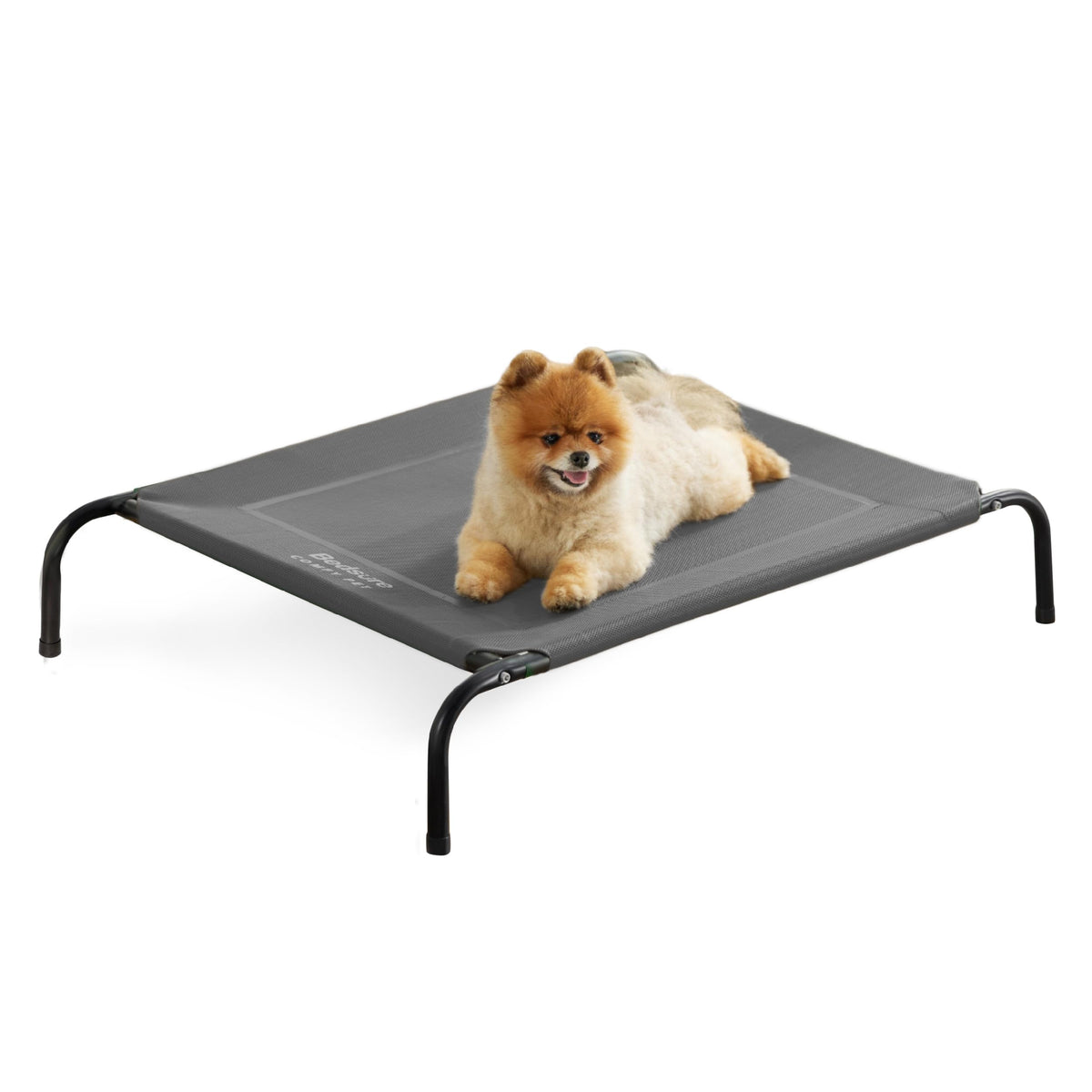 Bedsure Small Elevated Outdoor Dog Bed - Raised Dog Cots Beds For Small Dogs, Portable Indoor & Outdoor Pet Hammock Bed With Skid-Resistant Feet, Frame With Breathable Mesh, Grey, 35 Inches