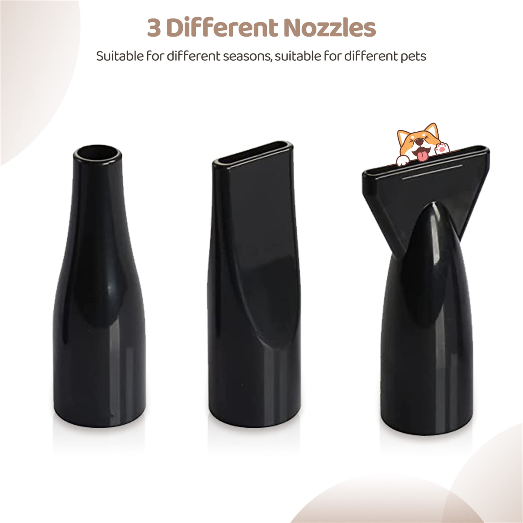 Display4Top Dog Dryer,2400W Dog Blow Dryer,3.2Hp Speed Adjustable Heat Temperature Dog Hair Dryer,High Velocity 3 Different Nozzles Dog Blower Grooming Dryer,Adjustable Temperature Pet Dryer