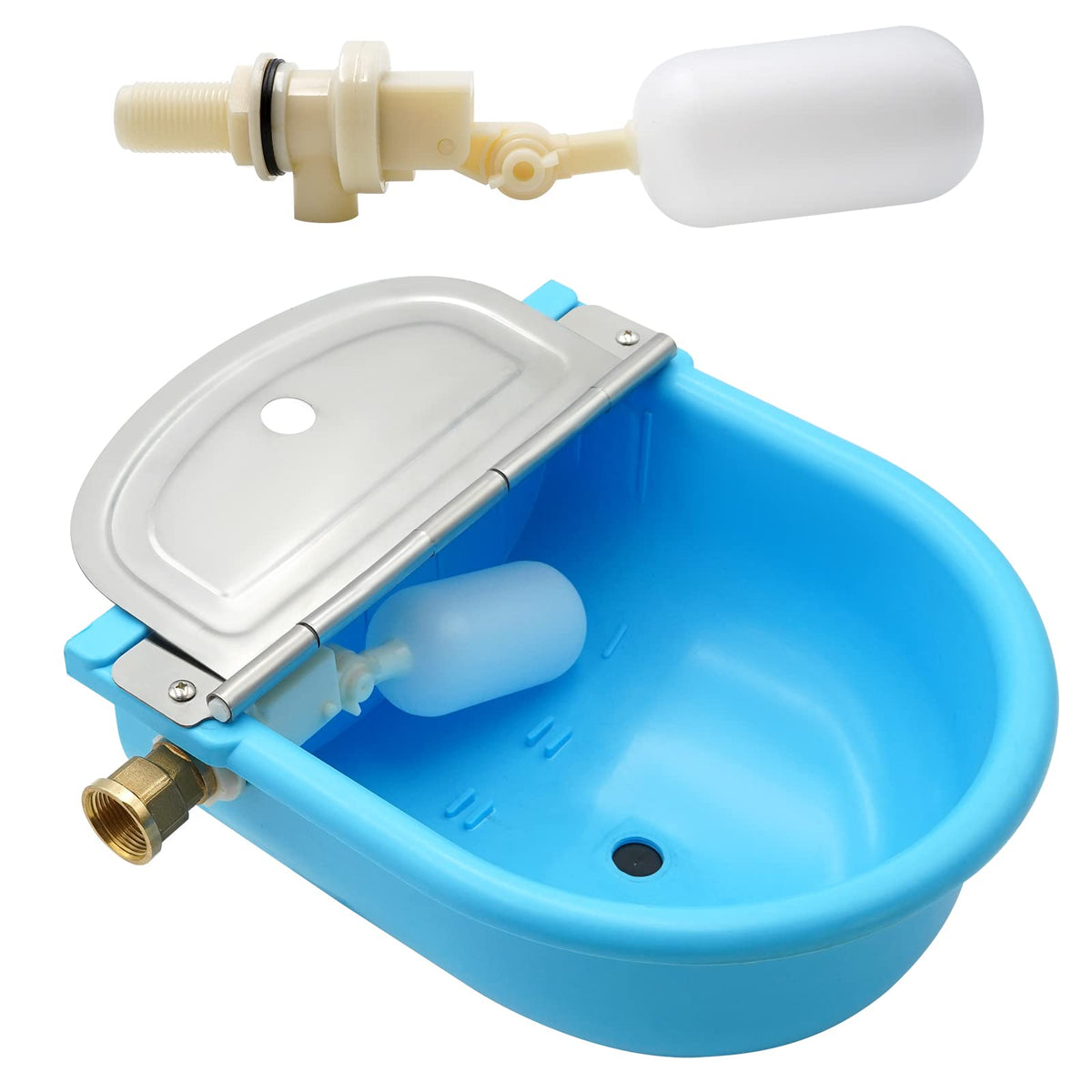 Minyulua Automatic Livestock Waterer With 2 Valve Float And Brass Connector, Large Water Bowl For Dogs Horse Goat Cow Pig Sheep,