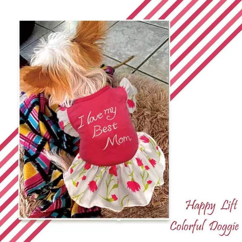 XPUDAC 4 Pieces Dog Dress Girl Dog Clothes for Dogs Girl Flower Dresses for Small Dogs Apparel Colorful Small Doggie Clothes Fem