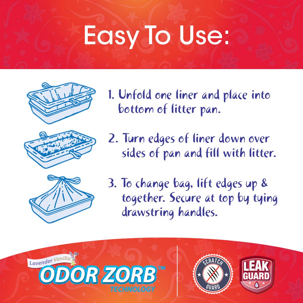 10 Count Fresh Kitty Litter Box Liners Durable, Easy Clean Up Elastic Jumbo Scented Odor Zorb Litter Pan Box Liners, Bags For Pet Cats