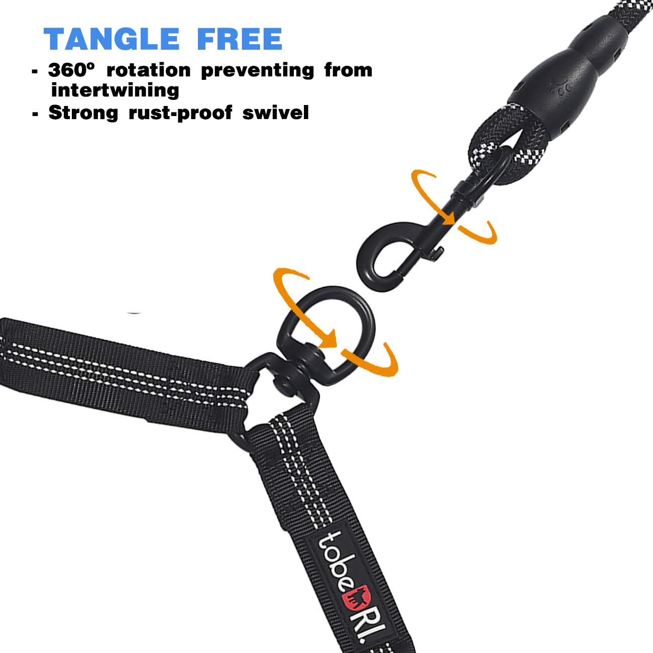 Tobedri Comfortable Dual Dog Leash Tangle Free With Shock Absorbing Bungee Reflective 2 Dog Leashes For Large Medium Small Dogs