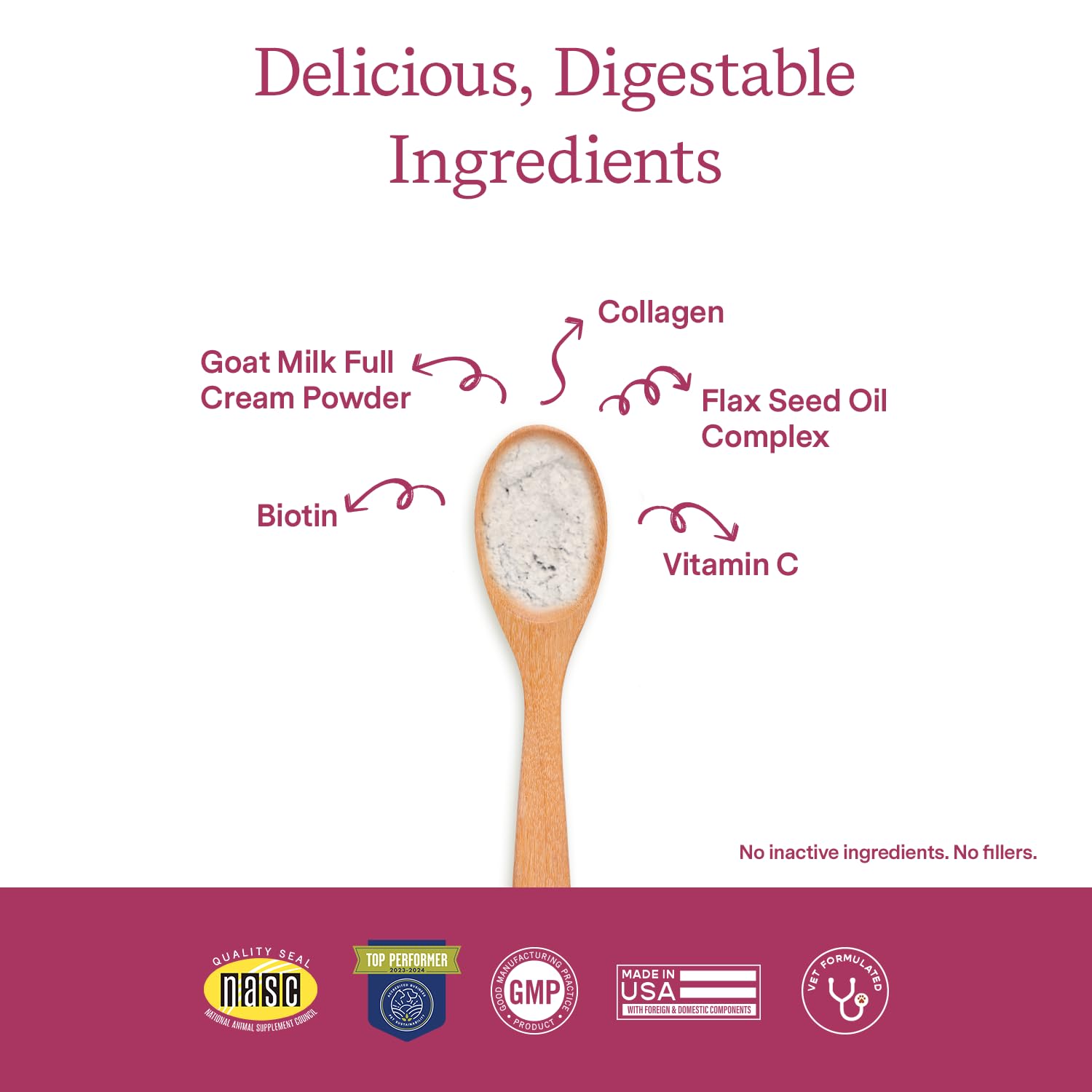 Fera Pet Organics Skin & Coat Goat Milk Cat & Dog - Vet Created - Pet Coat Thickness & Skin Hydration - Collagen, Biotin & Vitam