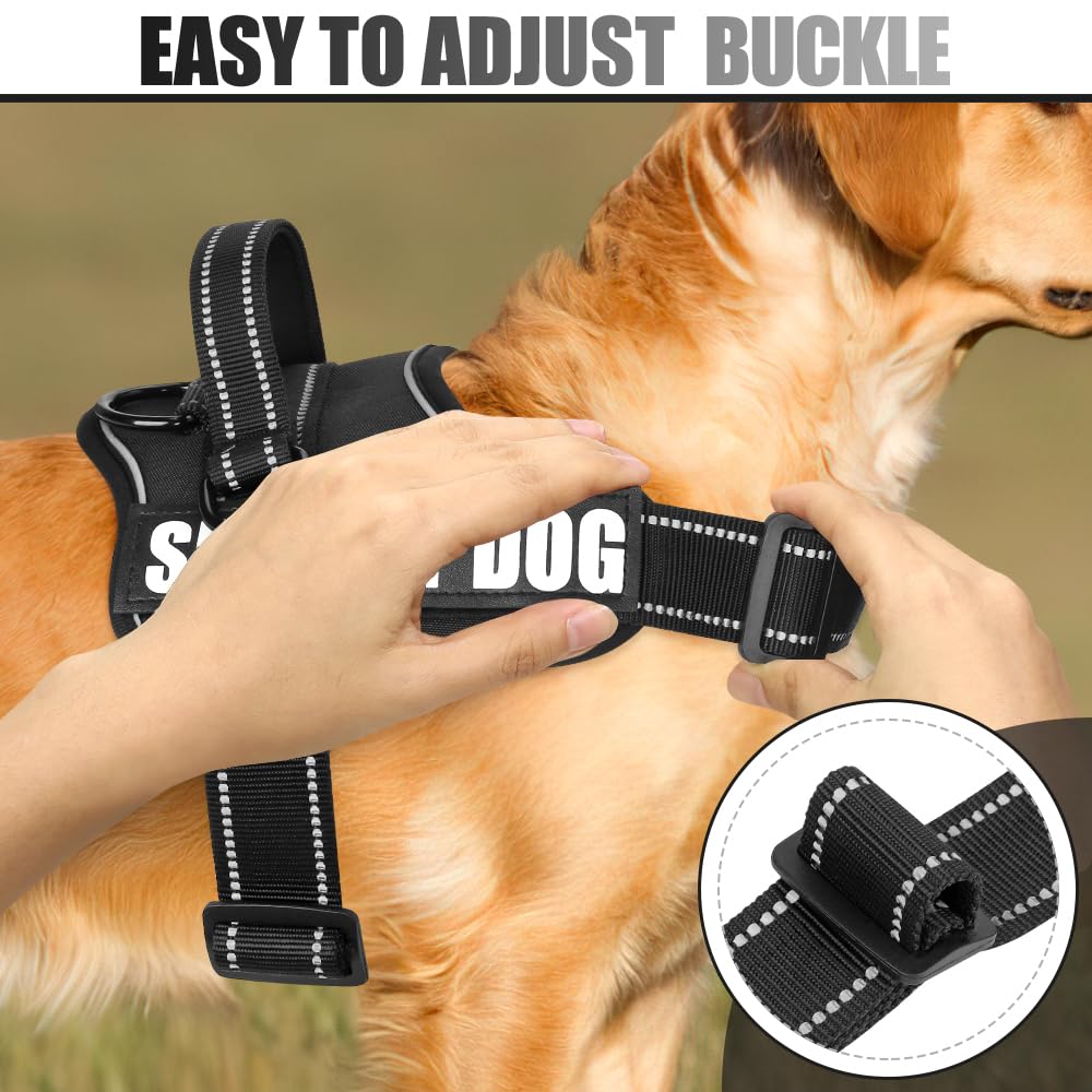 Dog Vest Harness and Leash Set, Animire Reflective Service Dog Vest with 10 Patches, 3 Rings No Choke Pet Vest for Leash Placeme