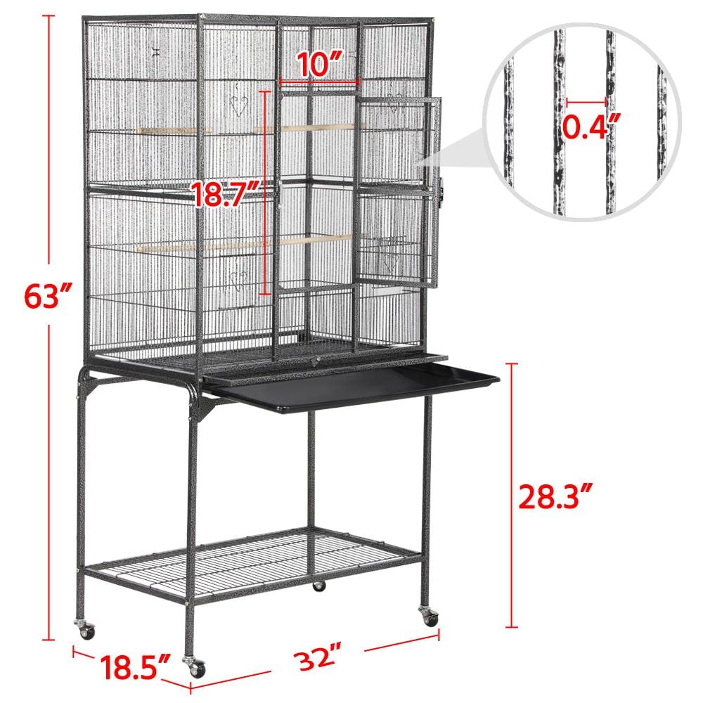 Yaheetech 63'' Detachable Parrot Cage For Cockatiel Sun Parakeet Green Cheek Conure Lovebird Budgie Finch Bird Cage With Stand