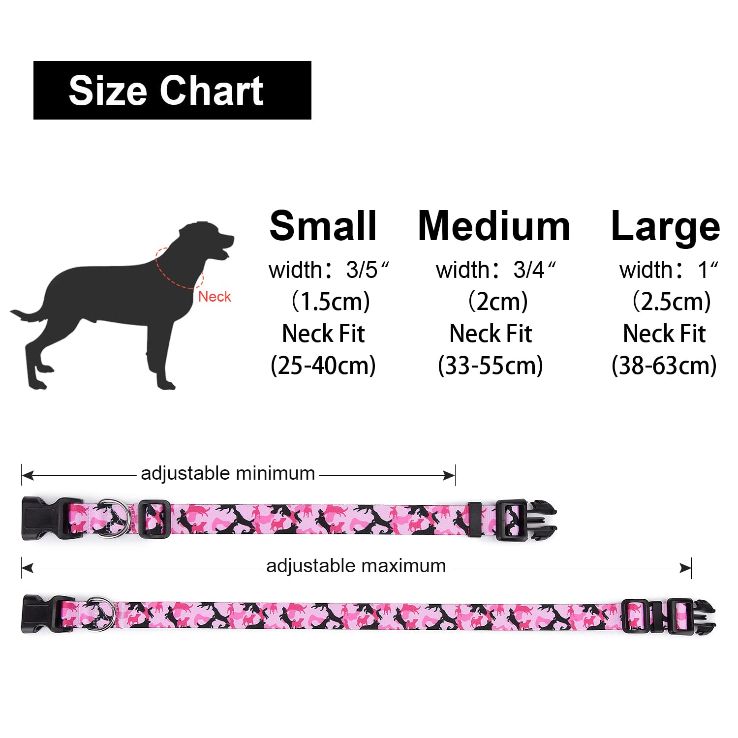 Suredoo Adjustable Dog Collar With Patterns, Ultra Comfy Soft Nylon Breathable Pet Collar For Small Medium Large Dogs (L, Dog Camouflage Pink)