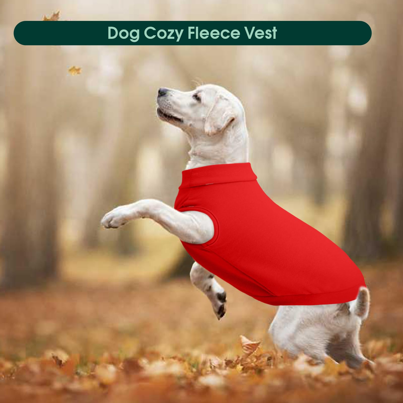 Kuoser Dog Fleece Vest, Dog Pullover Sweatershirt Warm Breathable Dog Coat For Small Dog, Turtleneck Thick Winter Sweater With L