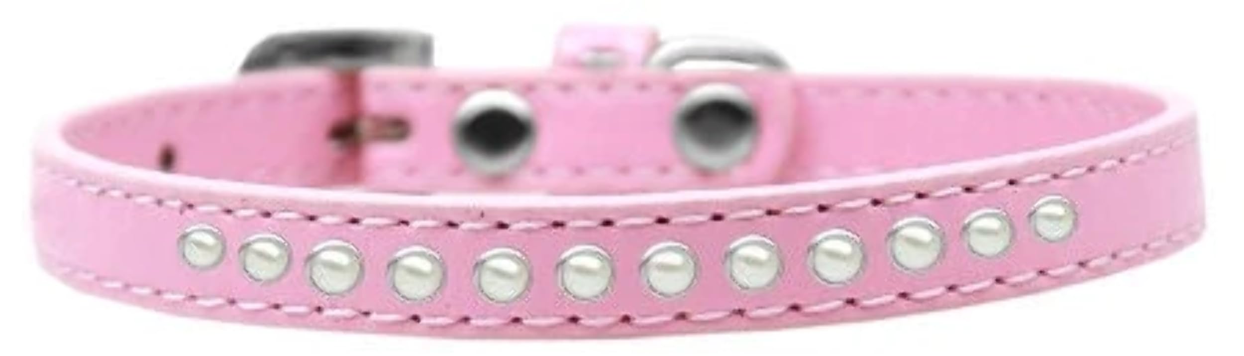 Dog, Puppy & Pet Fashion Collar, One Row Pearl Rimsets Light Pink 10