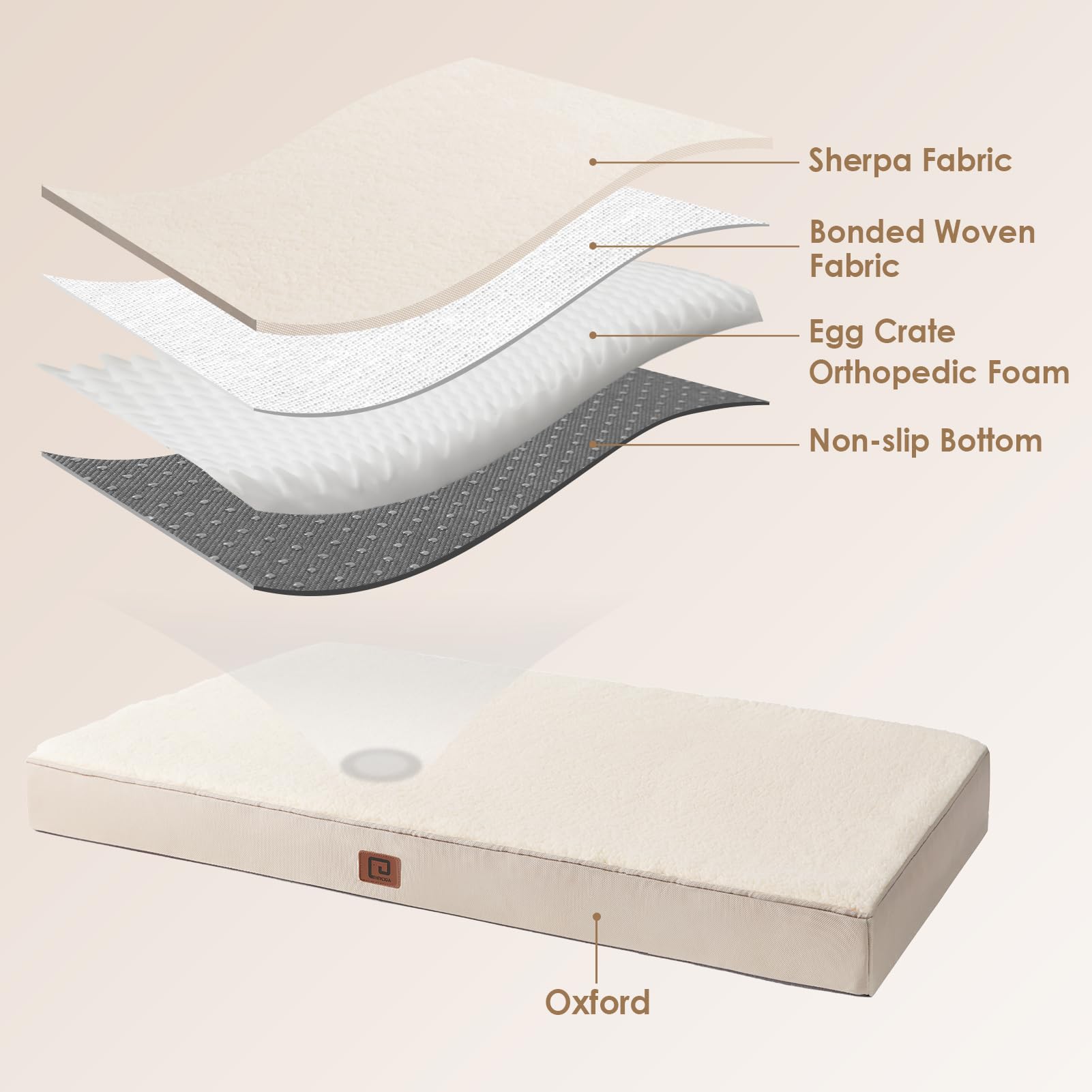 Eheyciga Orthopedic Xxl Dog Beds For Jumbo Dogs With Removable Washable Cover For Crate, Camel, 47X29