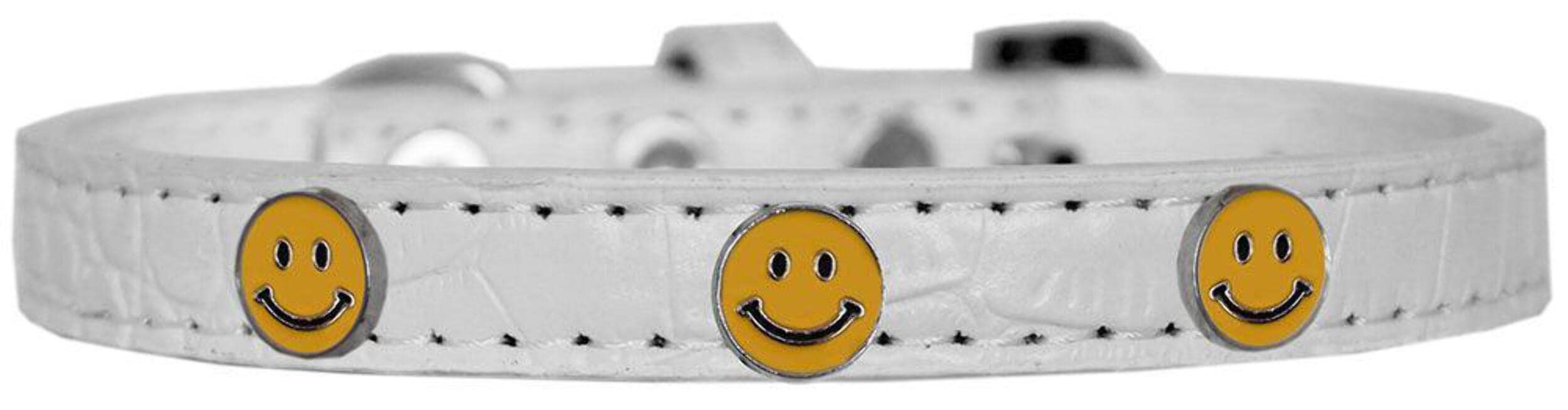 Mirage Pet Products Happy Face Widget Croc Dog Collar White Size 10