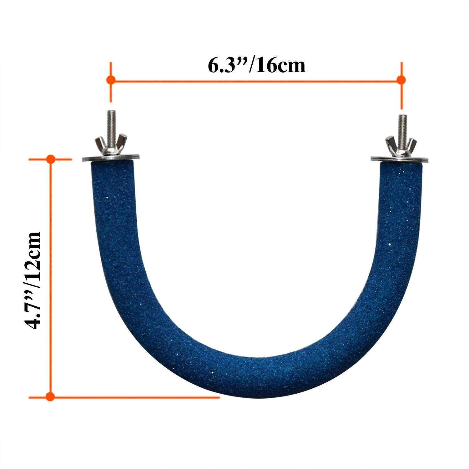 Rypet Parrot Perch Rough-Surfaced - Quartz Sands Bird Cage Perches For Small Parakeets Cockatiels, Conures, Macaws, Parrots, Love Birds, Finches Cages Toy, U Shape