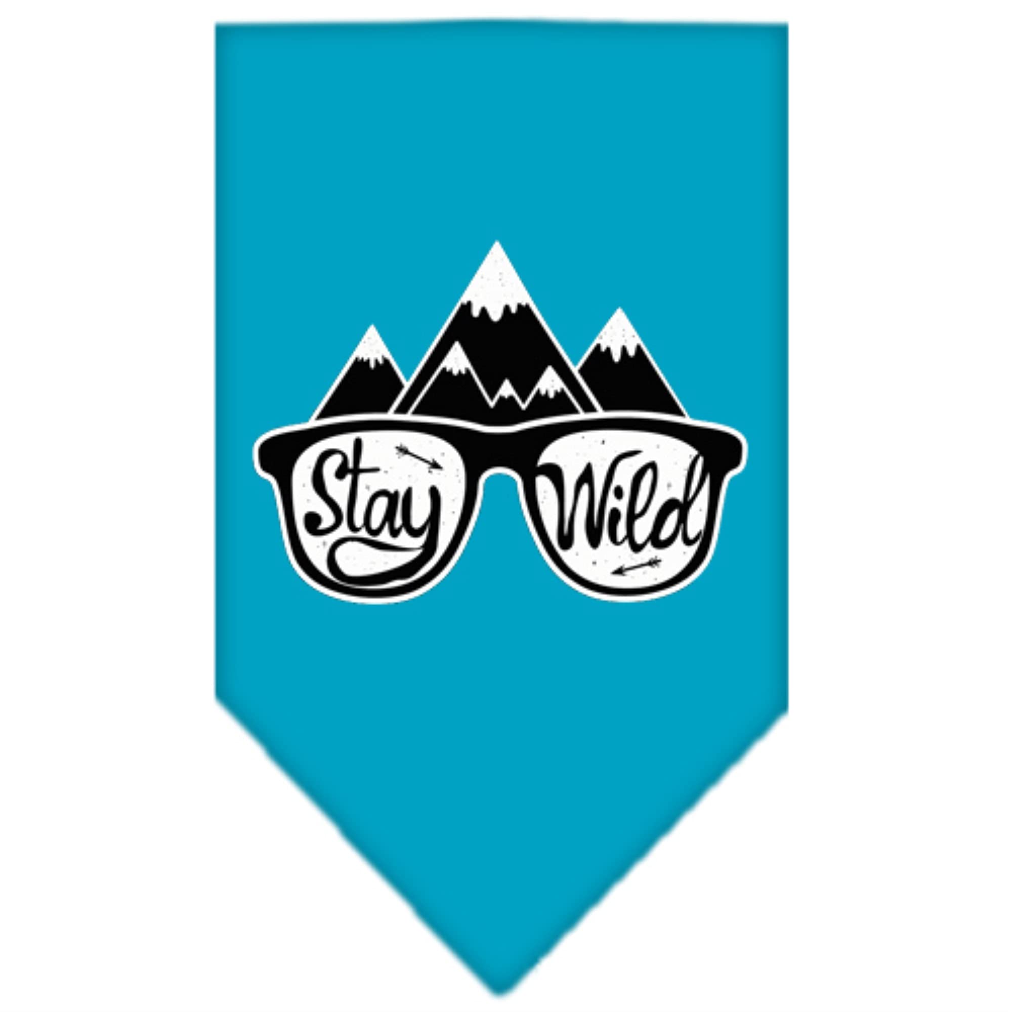 Dog Bandana Screen Printed, &quot;Stay Wild&quot; Turquoise Small