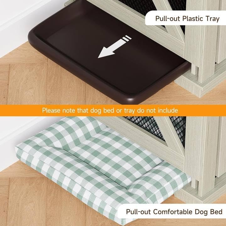 Dog Crate Furniture, 71 Heavy Duty Dog Crate Furniture with 3 Storage Compartments & Removable Divider, Stylish Double Dog Kenne