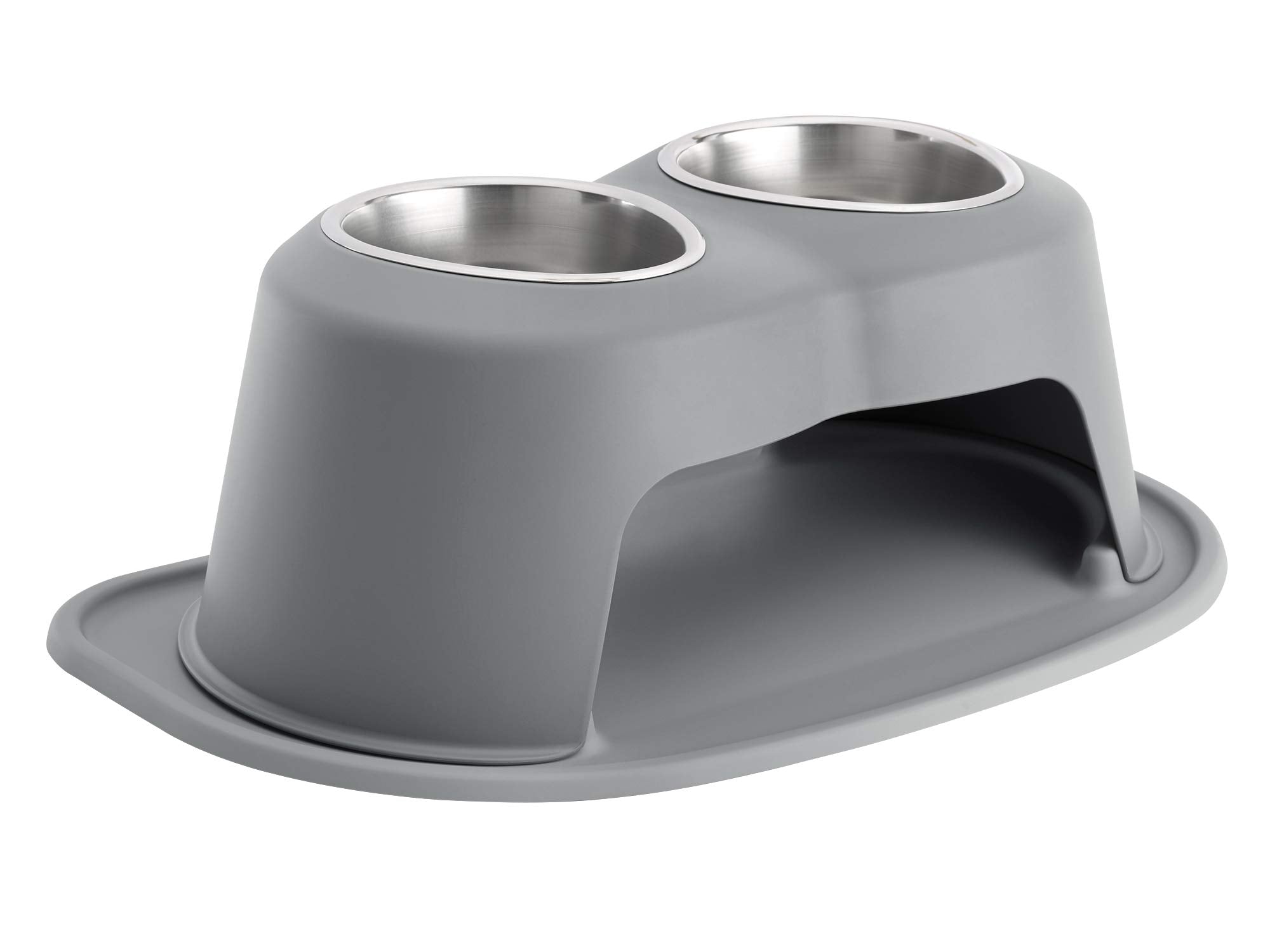 Weathertech Double High Pet Feeding System - Elevated Dog/Cat Bowls - 8 Inch High Dark Grey (Dhc3208Dgdg)