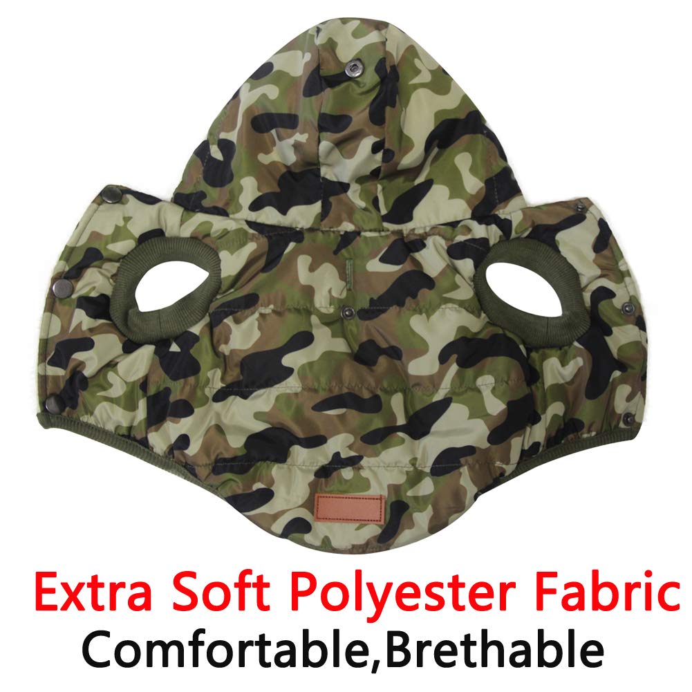 Vecomfy Fleece Lining Extra Warm Dog Hoodie In Winter,Small Dog Jacket Puppy Coats With Hooded,Green Camo Xs