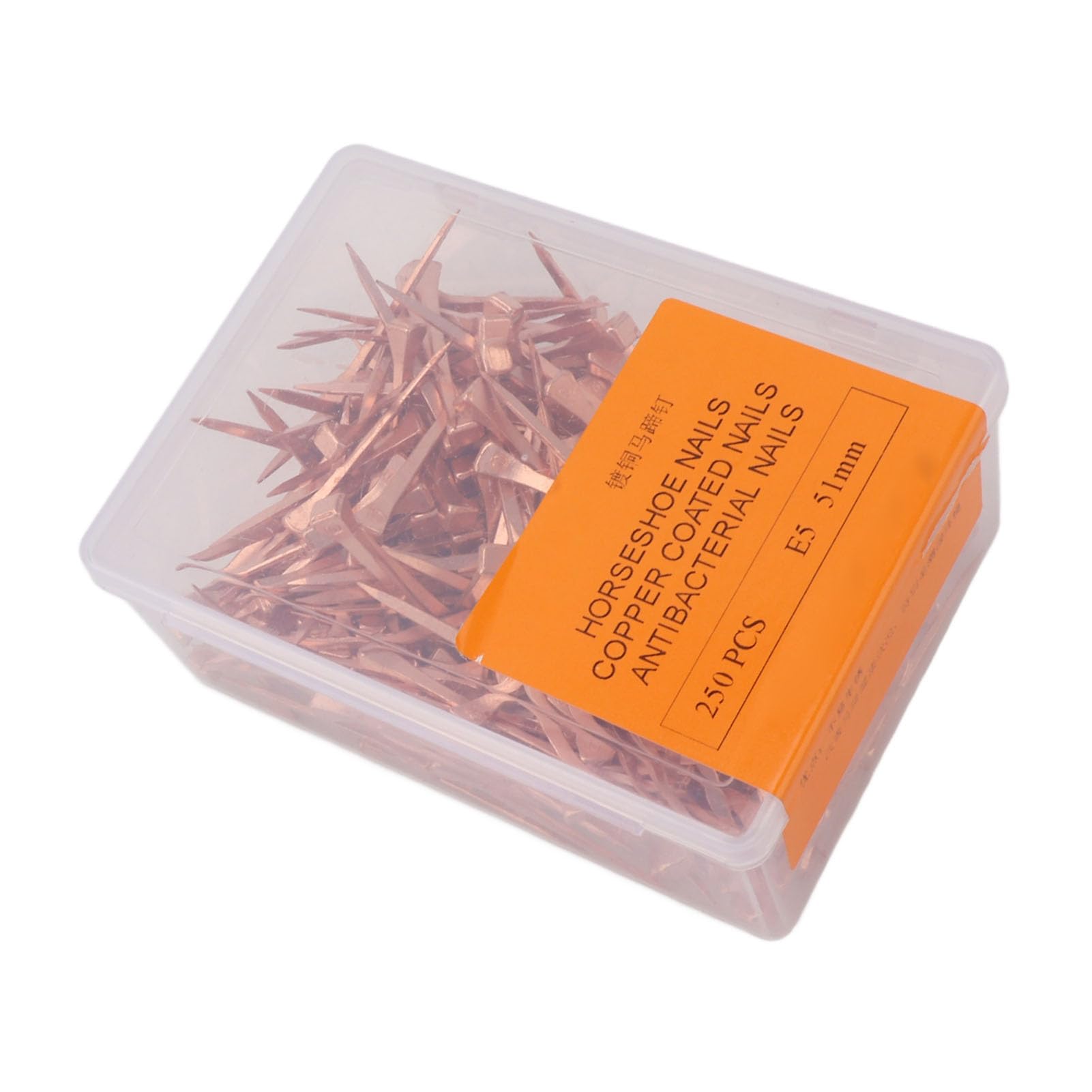 Jauarta 250Pcs Horseshoe Nails Copper Plated Rustproof Equestrian Riding Equipment Pet Supplies (51Mm E5)