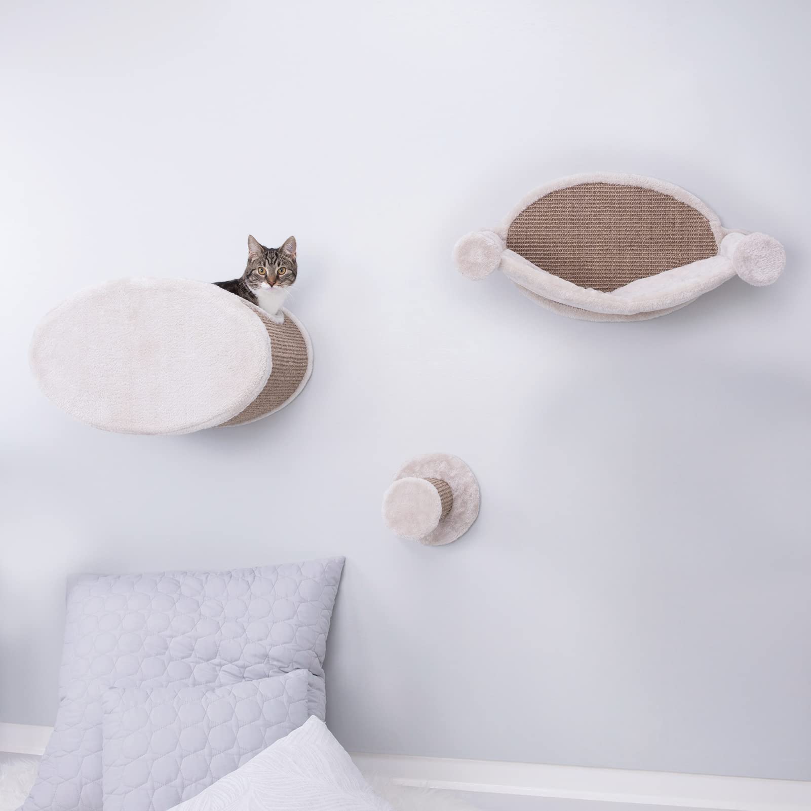 Trixie Liam Wall Mounted 3 Pcs Lounge Set, Hammock, Cave, And Step, Brown, 18.8'' L X 11.0'' W X 11.3'' Th