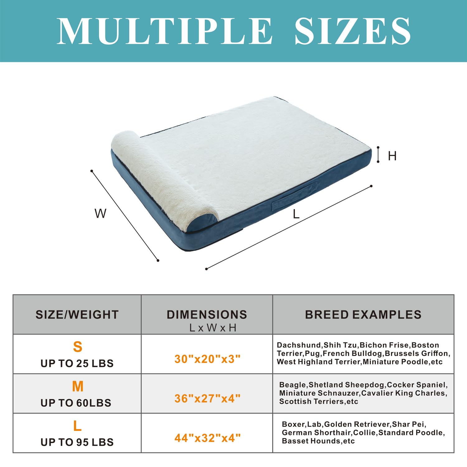 Replacement Dog Bed Covers With Soft Plush Fabric And Built-In Orthopedic Pillow, 30X20X3 Inches, Cover Only With Pillow Cushion