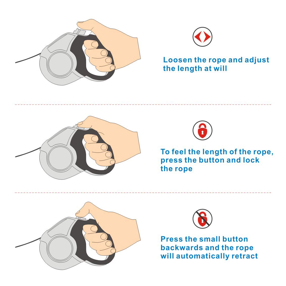 Idepet Heavy Duty 16ft Retractable Dog Leash for Small & Medium Dogs, Tangle-Free Steel Chain, Break & Lock System, Black