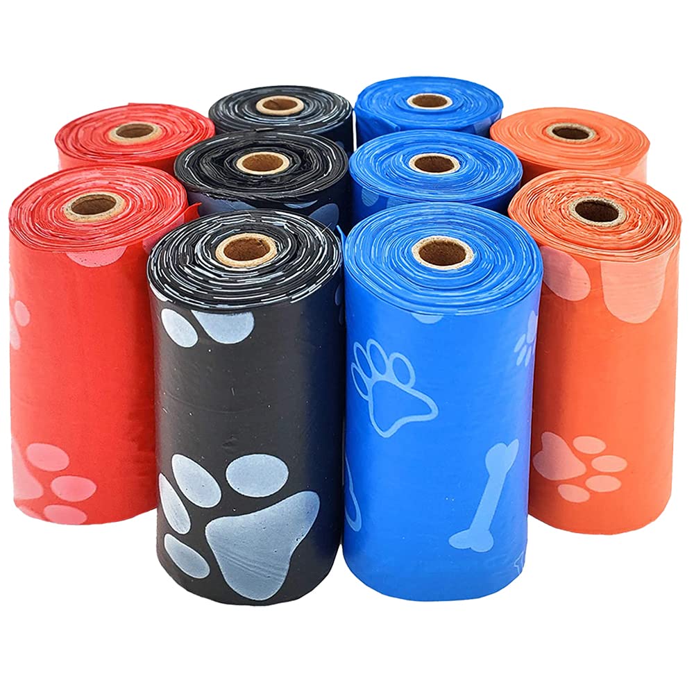 Best Pet Supplies Dog Poop Bags For Waste Refuse Cleanup, Doggy Roll Replacements For Outdoor Puppy Walking And Travel,Leak Proof And Tear Resistant,Thick Plastic, Assorted Colors,5 Count (Pack Of 10)