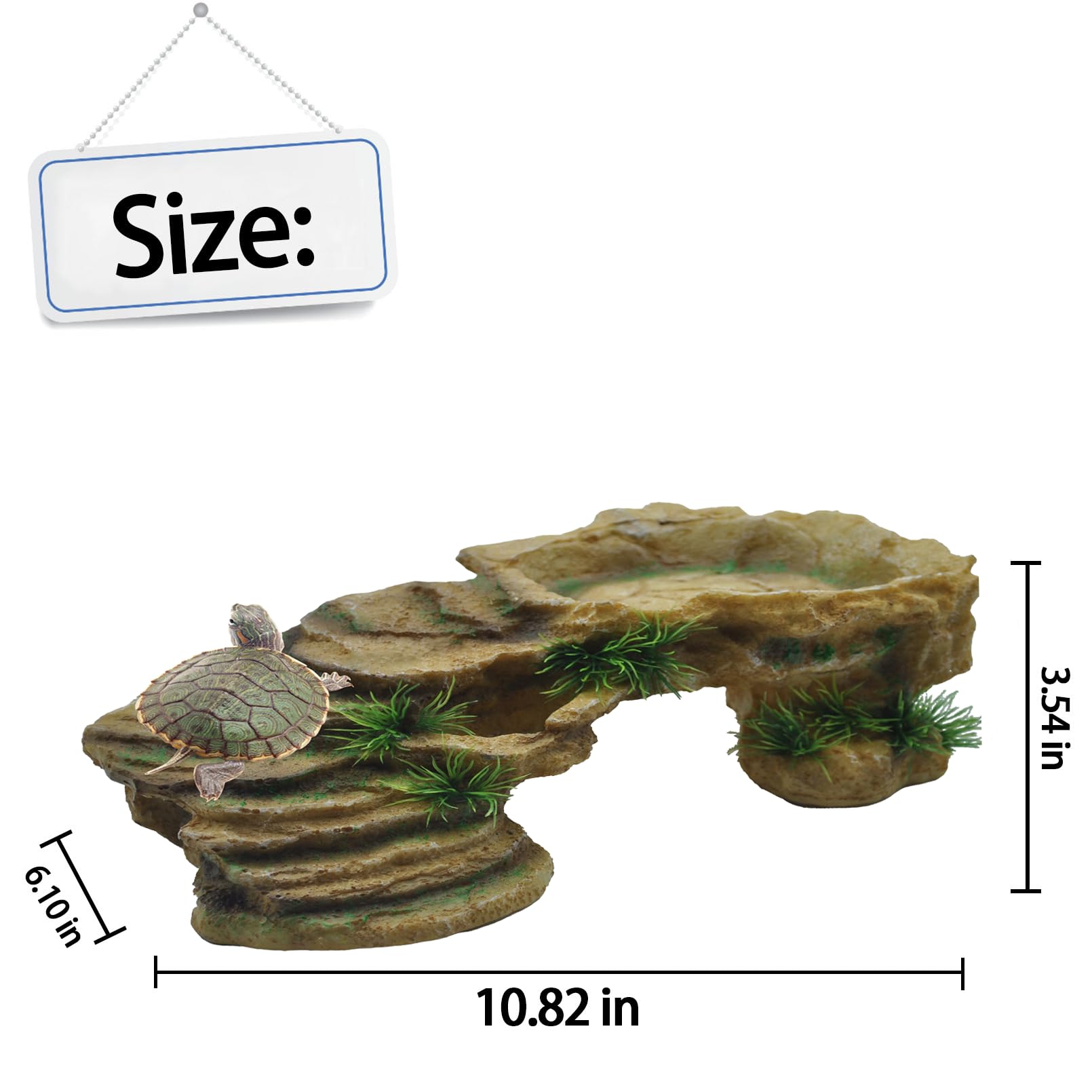 kathson Turtle Basking Platform,Tortoise Resin Climbing Rock Rectangular Resting Terrace Tank Accessories,Reptiles Dock Hide Cav