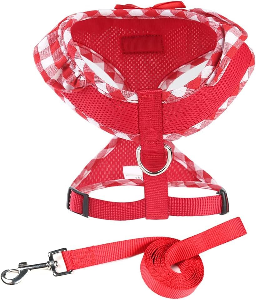 Superbuddy Upgraded Soft Mesh Dog Harness Super Breathable Lightweight Pet Harnesses For Puppy Dogs Outdoor Walking, Red Dog Har