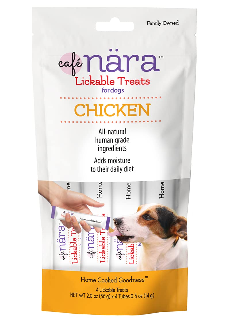 Caf   Nara - Chicken Lickable Treat for Dogs - Supports Pet Hydration - Wet Dog Food/Meal Topper - Traceable Ingredients - Wheat