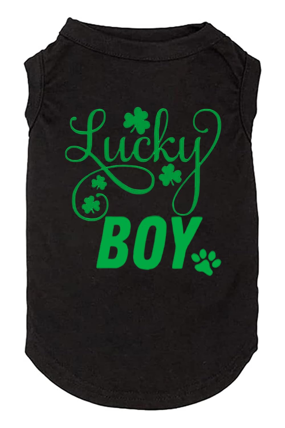 Dog Apparel Lucky Boy Letter Print Clover Shirts For Small Large Dog Vest Puppy Gift St Patrick'S Day Costume(X-Large,Black01)