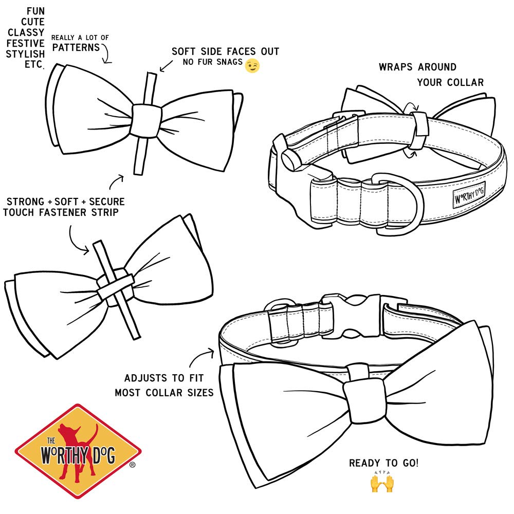 The Worthy Dog Buffalo Plaid Bow Tie Adjustable Collar Attachment Accessory, Comfortable And Durable Party Accessories For Dogs,
