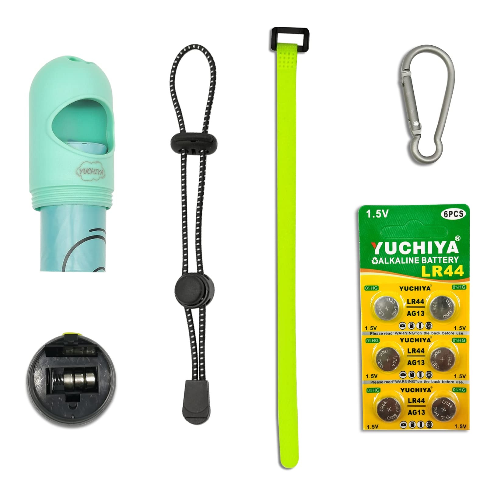 Dog Poop Bags Holder With Led Flashlight|Pet Waste Bags Dispenser For Leash|Doggie Potty Bags Container With Leak-Proof Pet Trash Bags And Accessories (1 Holder 195 Bags, Mint Green)