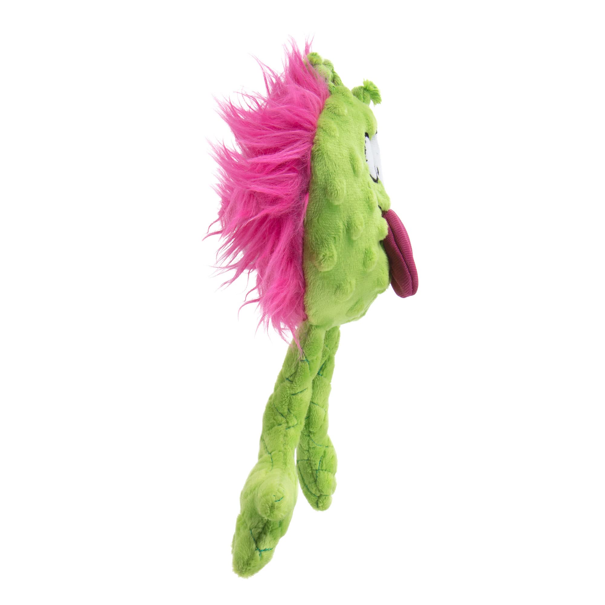 goDog PlayClean Germs Squeaky Plush Dog Toy with Odor-Eliminating Essential Oils, Chew Guard Technology - Lime, Large