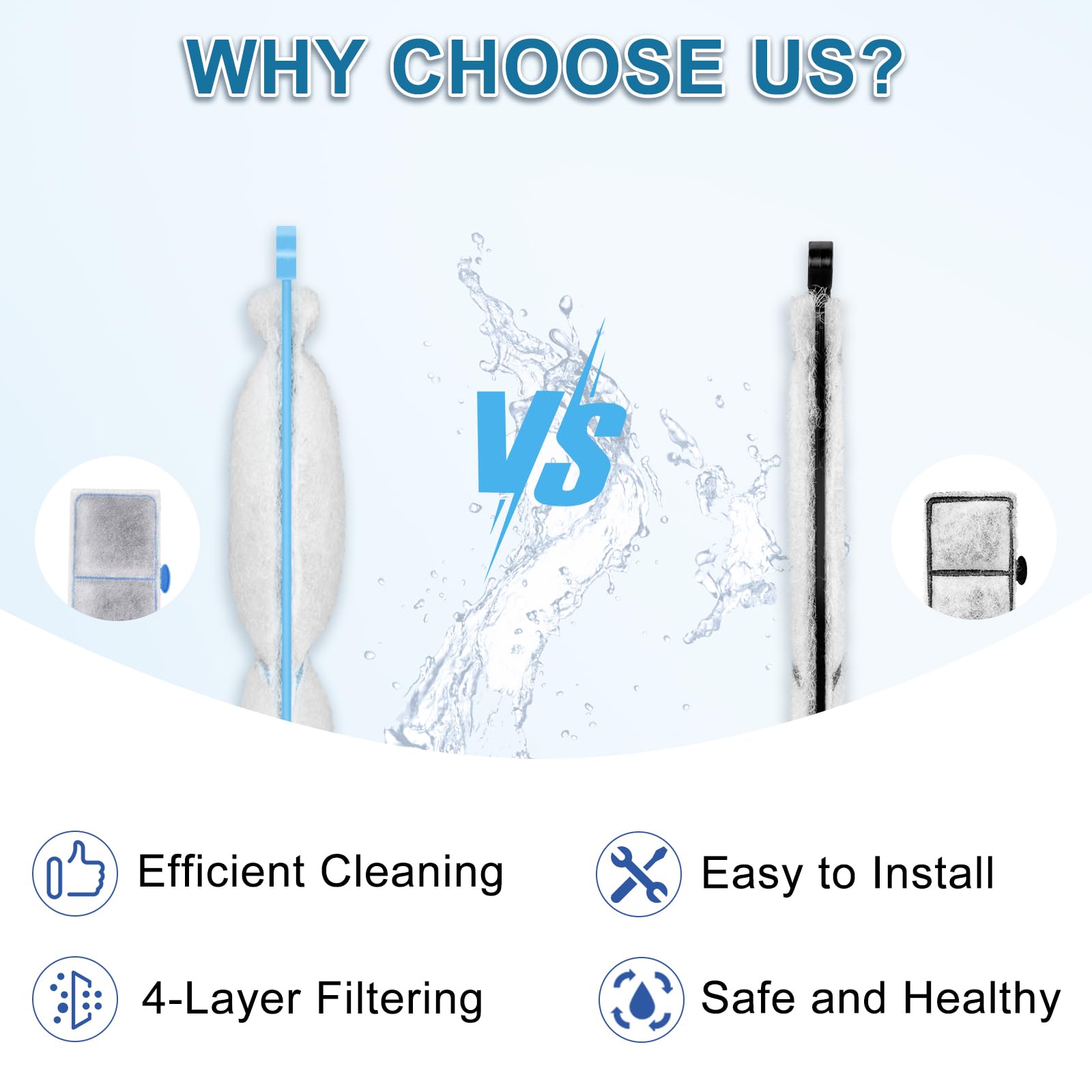 Driamor 8 Pack Filter Cartridges For Top Fin Ef-S Element And Bf5 Bettaflo Filter, Thickened Fish Tank Replacement Filters Cartr