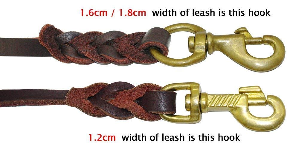 Berry Pet Leather Dog Leash - Training & Walking Braided Dog Leash - 3.6 Ft By 3/4 In (110Cm 1.8Cm) - Latigo Leather Black