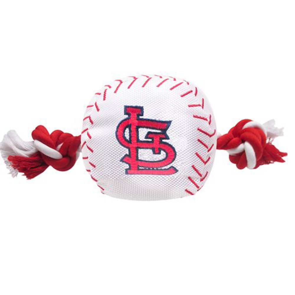 MLB SAINT LOUIS CARDINALS Baseball Rope Toy for DOGS & CATS. Tough nylon, Sporty Baseball Design, Heavy-duty ropes with Inner SQ