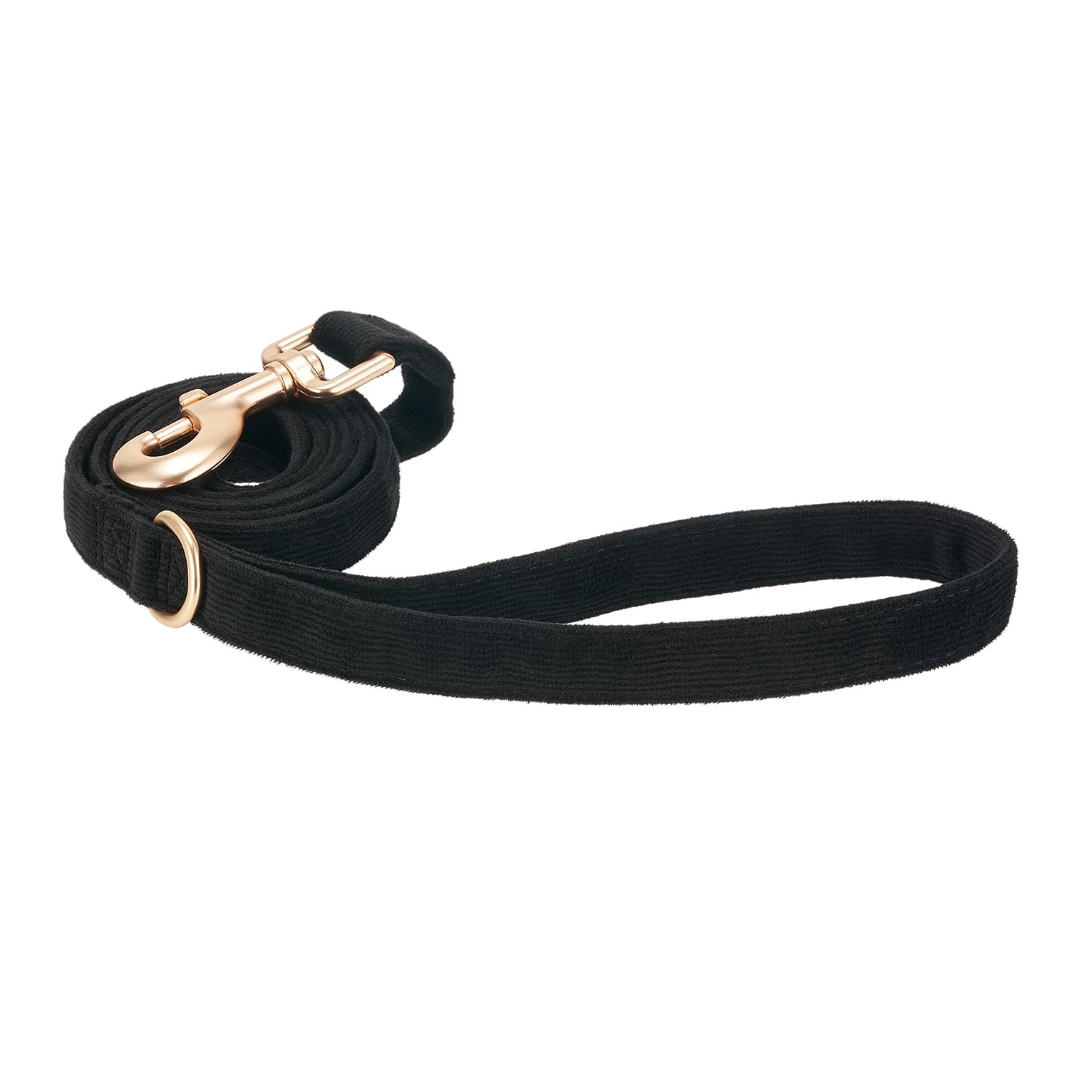 Ewinoom Soft Cotton Dog Leash, 5 Ft Heavy Duty Corduroy Dog Leashes With Gold Metal Hook For Small Medium Large Dogs,Small,Black