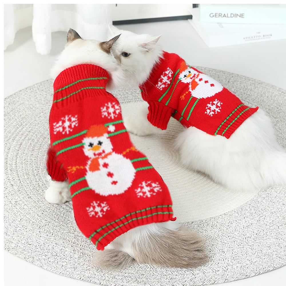 Aniac Christmas Puppy Sweater Snowman Small Dog Knitwear Snowflake Cat Outfit Pet Winter Clothes Cold Weather Xmas Sweatshirt Fo