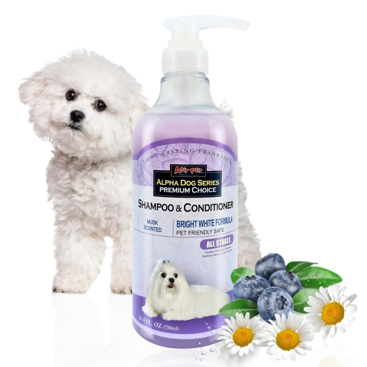 Alpha Dog Series Bright White Grooming Natural Dog Shampoo And Conditioner With Aloe Vera, Ph Balanced Shampoo For Dogs, Tear-Fr