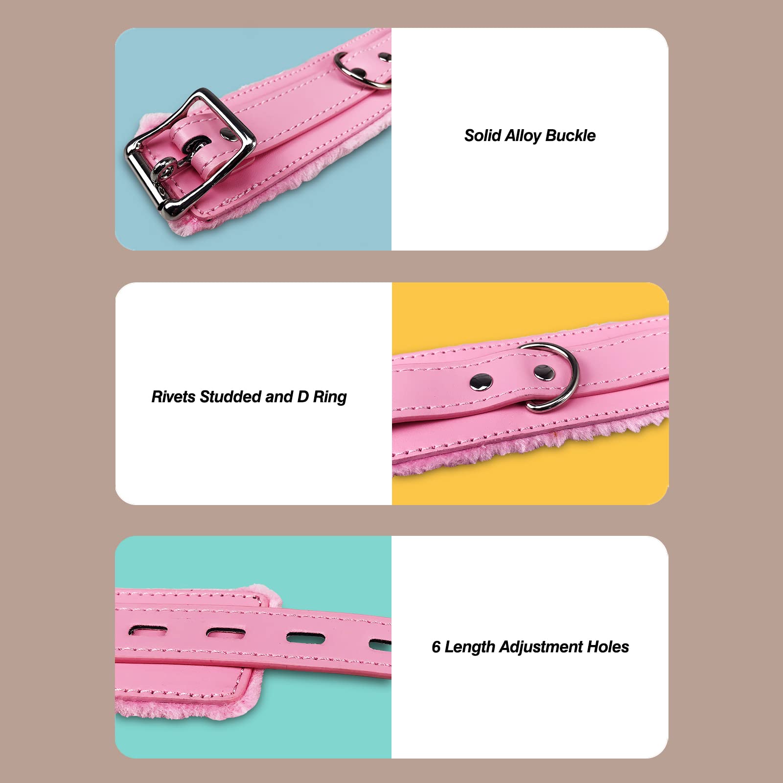 Bilisee Leather Dog Collars For All Breeds - Soft Inner Fur For Comfort - Detachable Leash Chain - Durable Leather Collar With A