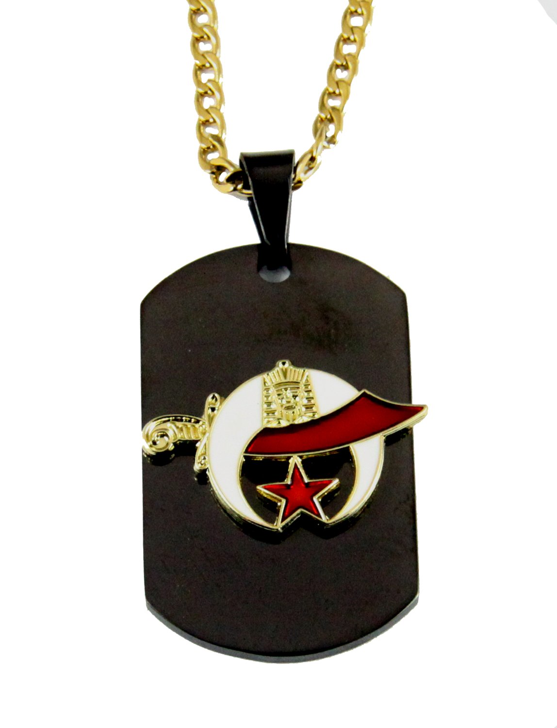 Yifantacy 4031796 Shrine Dog Tag Necklace Shriner Dogtag Scimitar Crescent Moon & Star