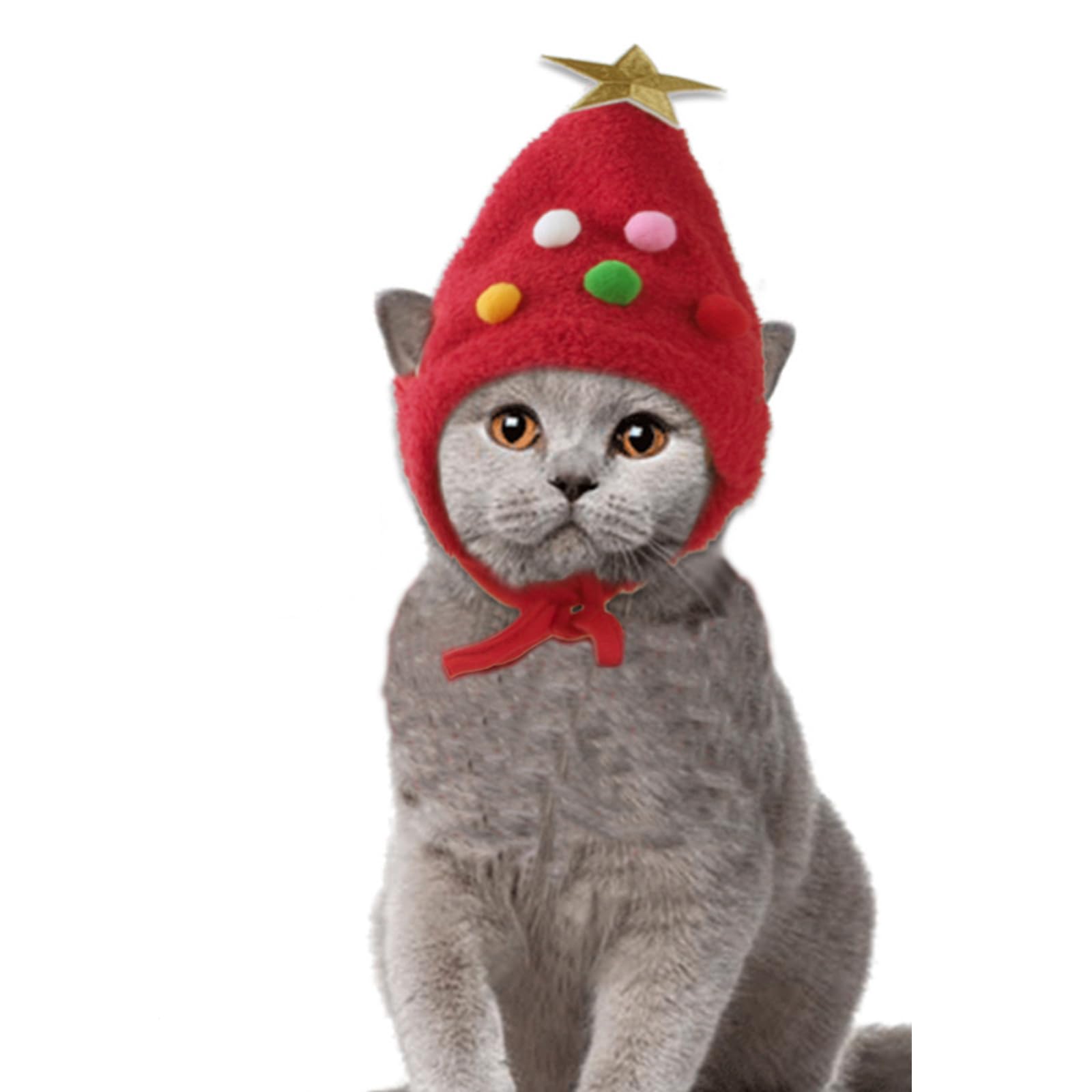 Bobo Rainbow 1Pc Dog Christmas Day Costume - Dog Cat Christmas Day Pet Hat Adjustable Headpiece Hat With Star And Pompoms Pet Re