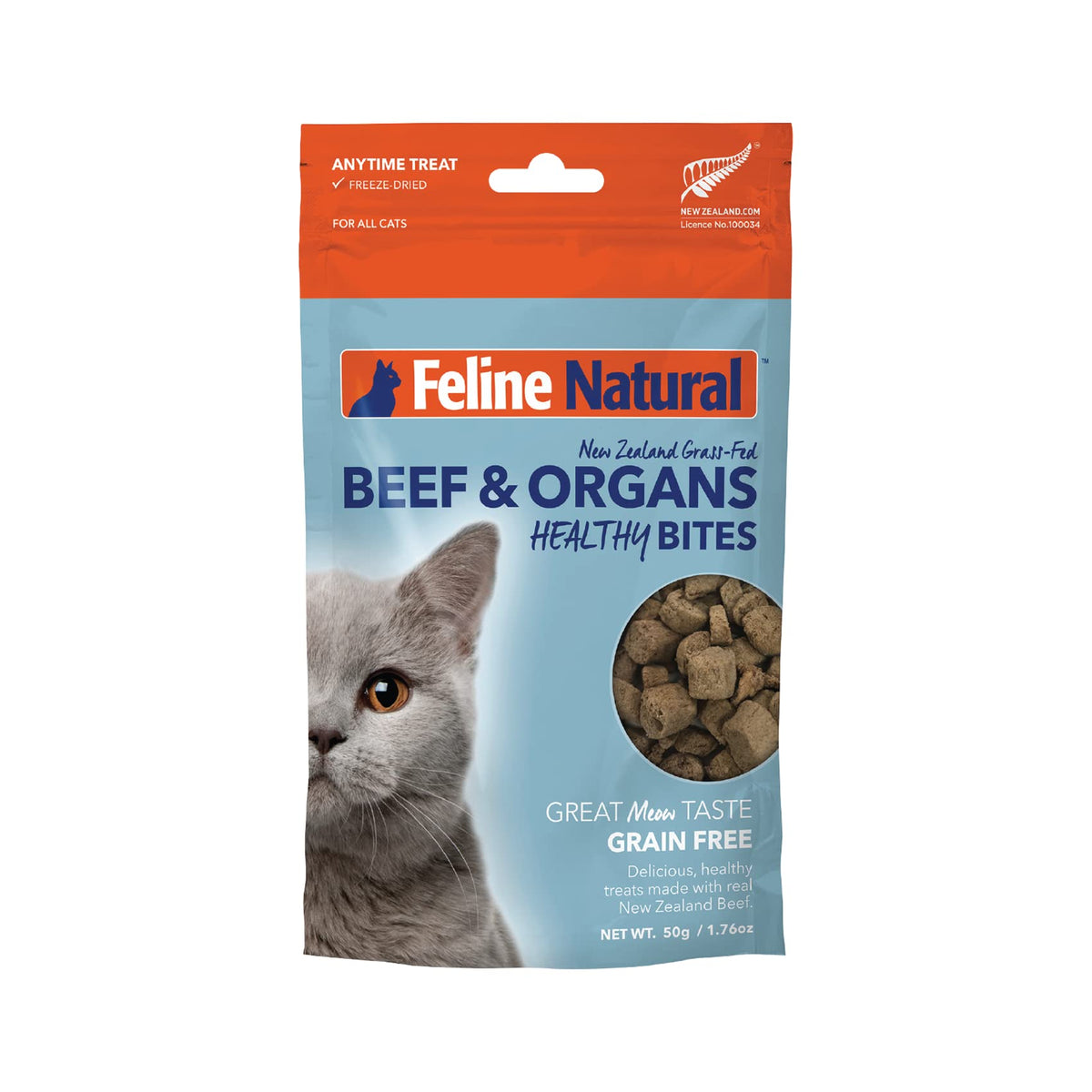 Feline Natural Grain-Free Freeze Dried Cat Treats, Beef 1.76Oz