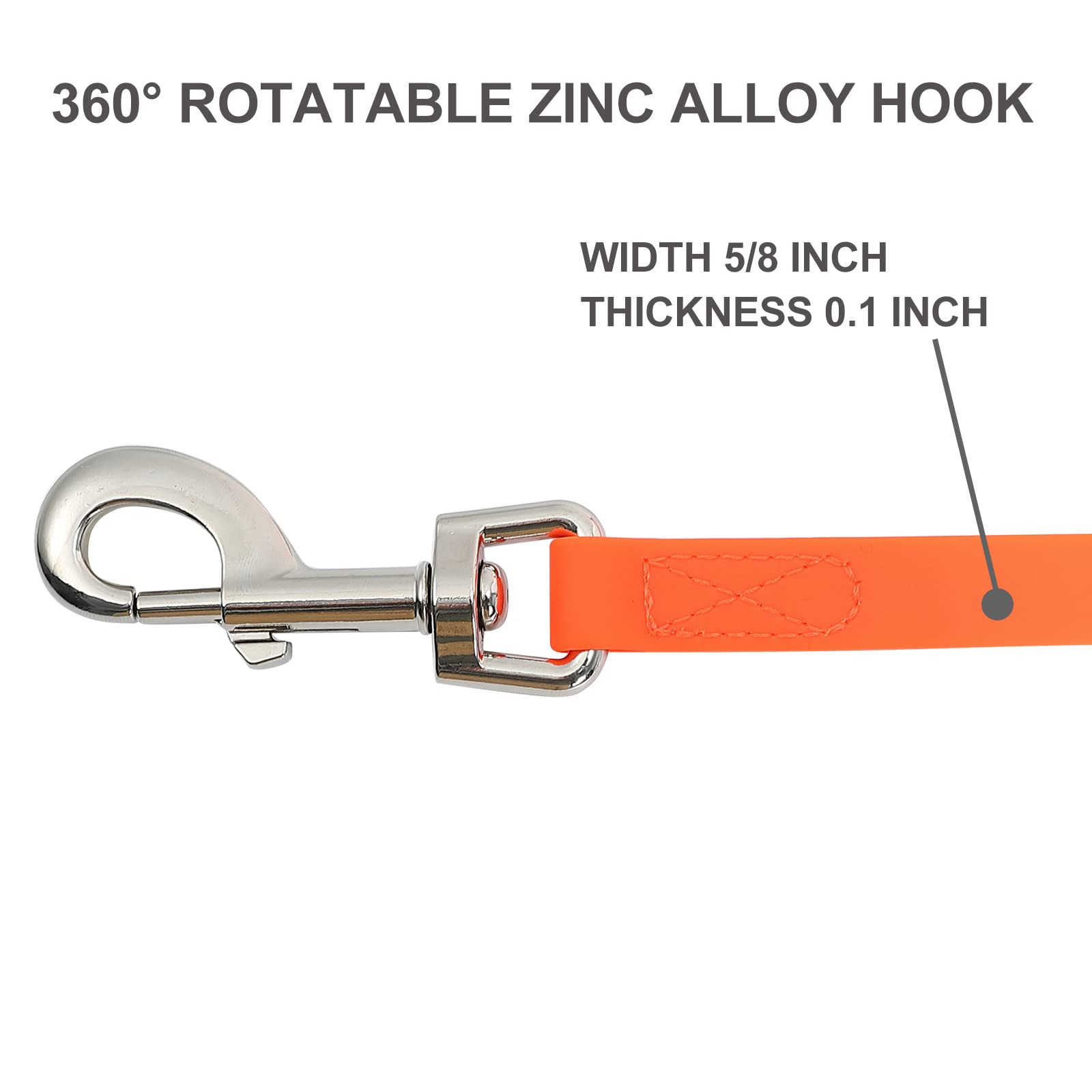Waterproof Long Leash Durable Dog Recall Training Lead Great For Outdoor Hiking, Training, Yard, Beach And Swimming (Orange, 10F