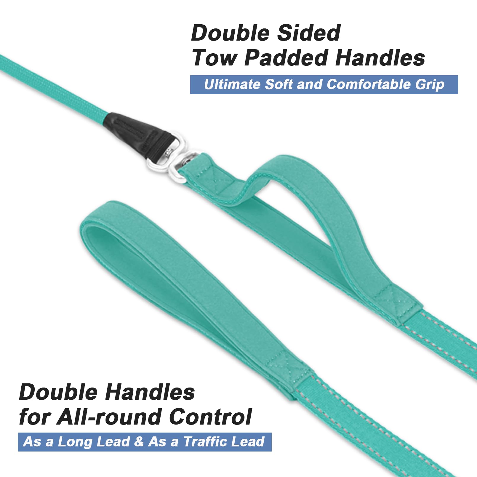 Slip Lead Dog Leash With Double Handle, Reflective Dog Training Leash [360 Swivel Anti-Tangle] Heavy Duty Nylon Slip Leash And C