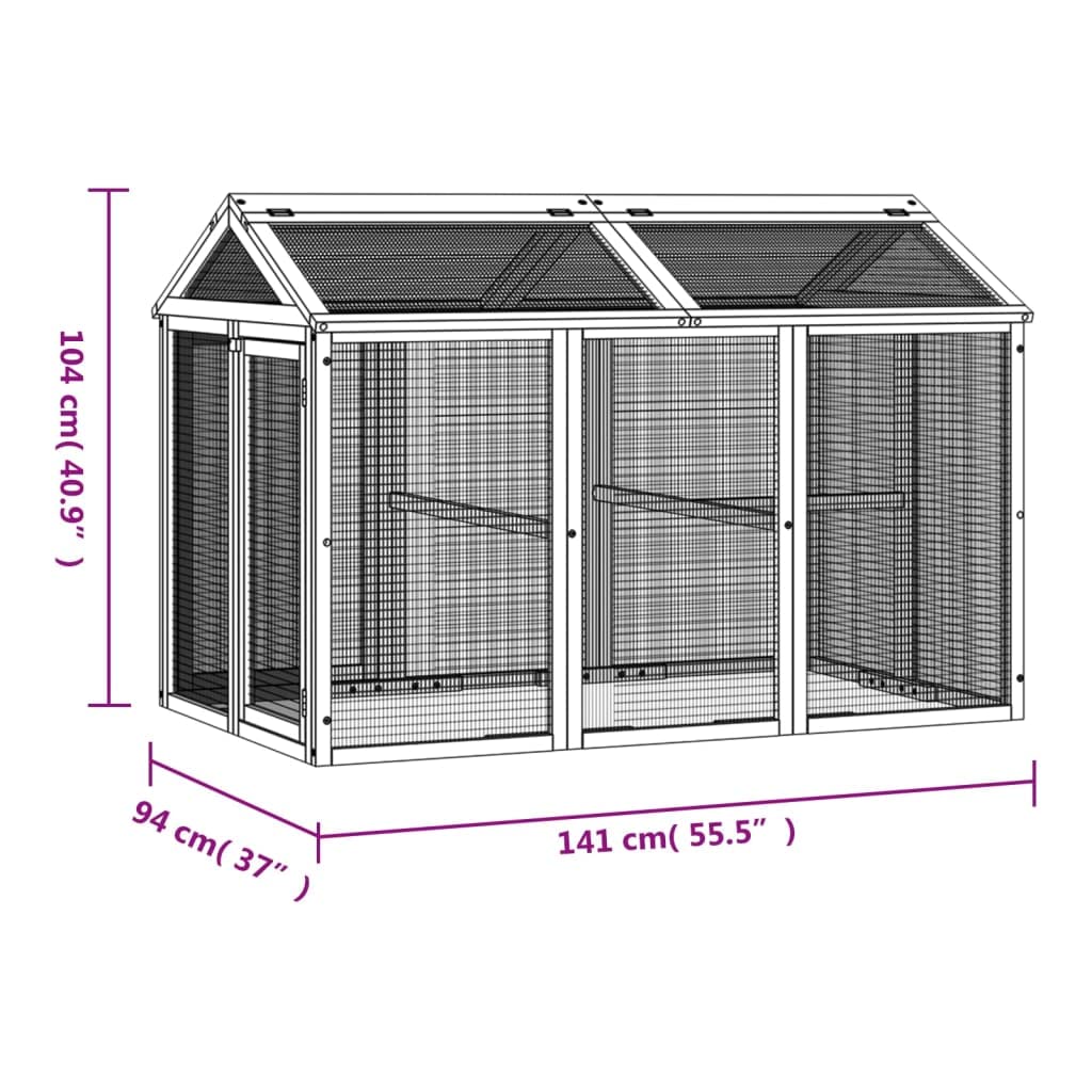 Vidaxl Small Animal House/Rabbit Hutch With Pine Wood And Wire Mesh - 55.5' L X 37' W X 40.9' H