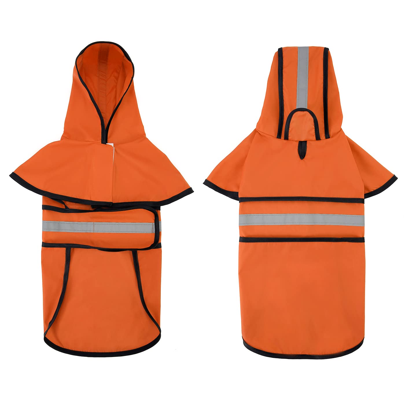 Hde Dog Raincoat Hooded Slicker Poncho For Small To X-Large Dogs And Puppies Safety Orange - L