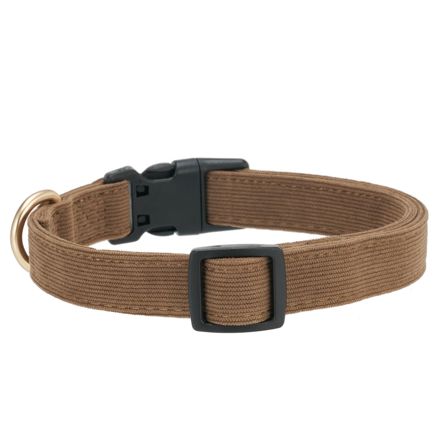 Petiry Soft Corduroy Fibric Dog Collar, Quick Side Release Buckle, for Small Dogs.(Brown,Small:10-15'')